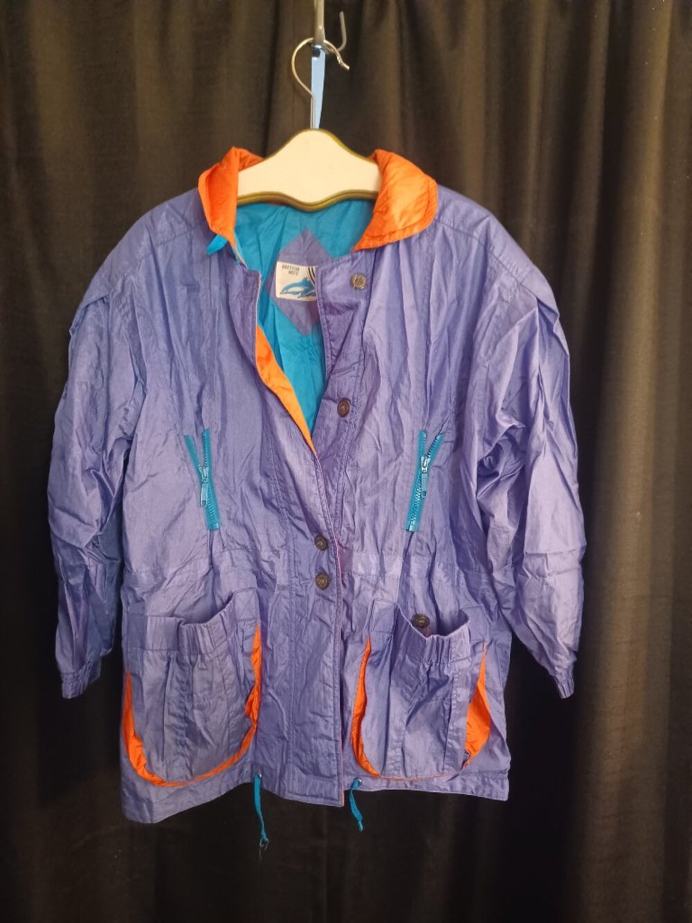 Retro 80's British Mist Vintage Reversible Snap Front Jacket, Sz Lrg